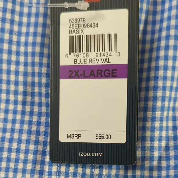 NEW Izod Blue Casual Button Down Shirt - Picture 7 of 12